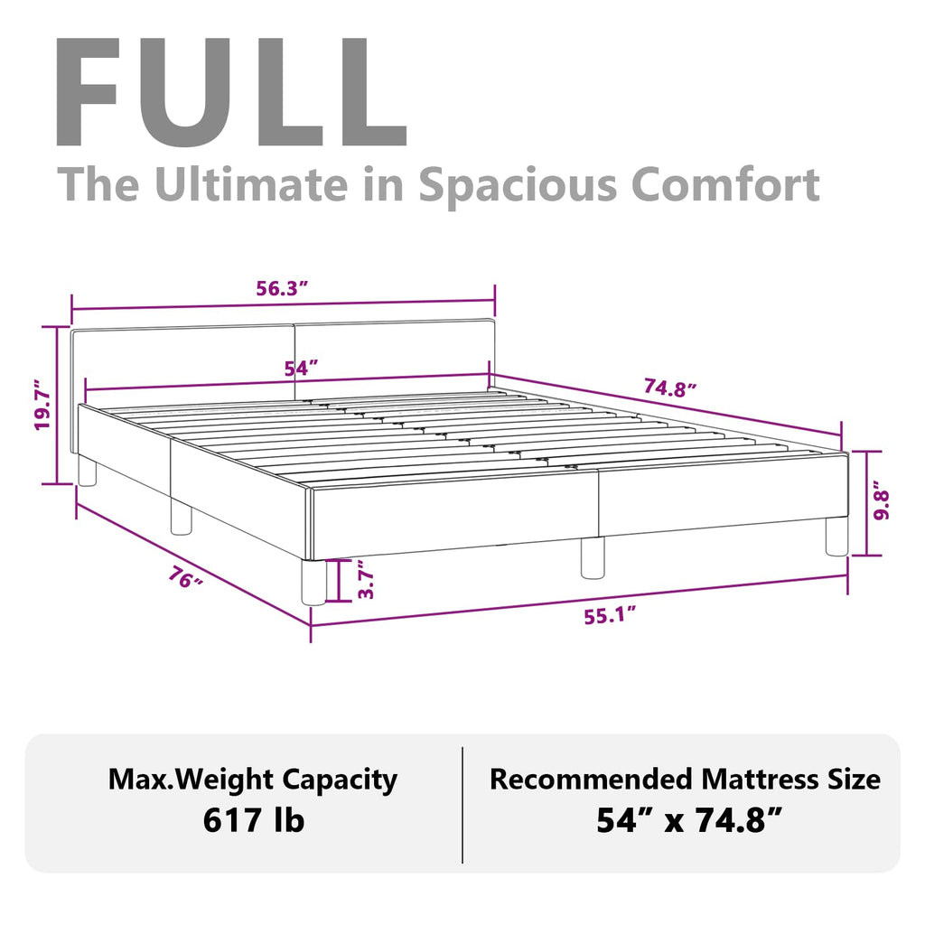 vidaXL Velvet Bed Frame Platform Bed, Scandinavian Style/Slats Support/No Box Spring Needed/Without Mattress/Easy Assembly, Dark Grey Full Bed