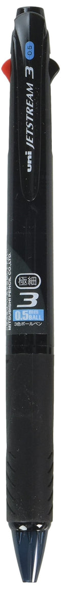 Uni Ballpoint Pen Jetstream 3 Color Black, Red, Blue Ink 0.5Mm, Transparent Black (Sxe340005T.24)