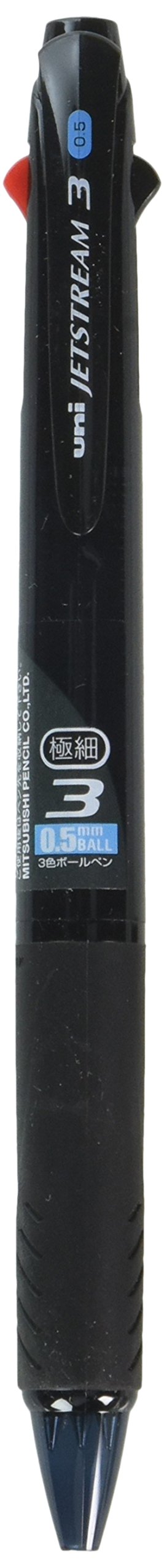 Uni Ballpoint Pen Jetstream 3 Color Black, Red, Blue Ink 0.5Mm, Transparent Black (Sxe340005T.24)