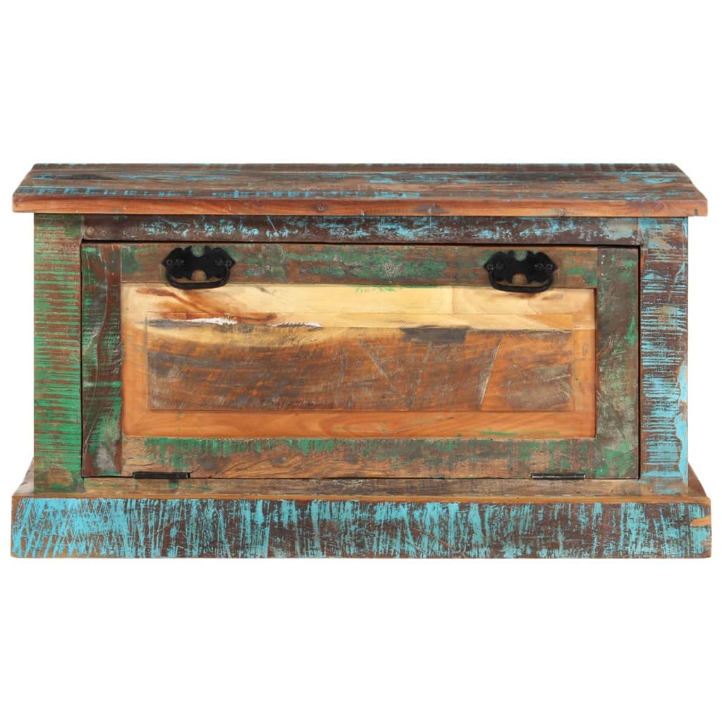 vidaXL Solid Reclaimed Wood Shoe Storage Bench - Handmade Vintage Style Multicolour Practical Hallway Furniture with 2 Large Interior Compartments