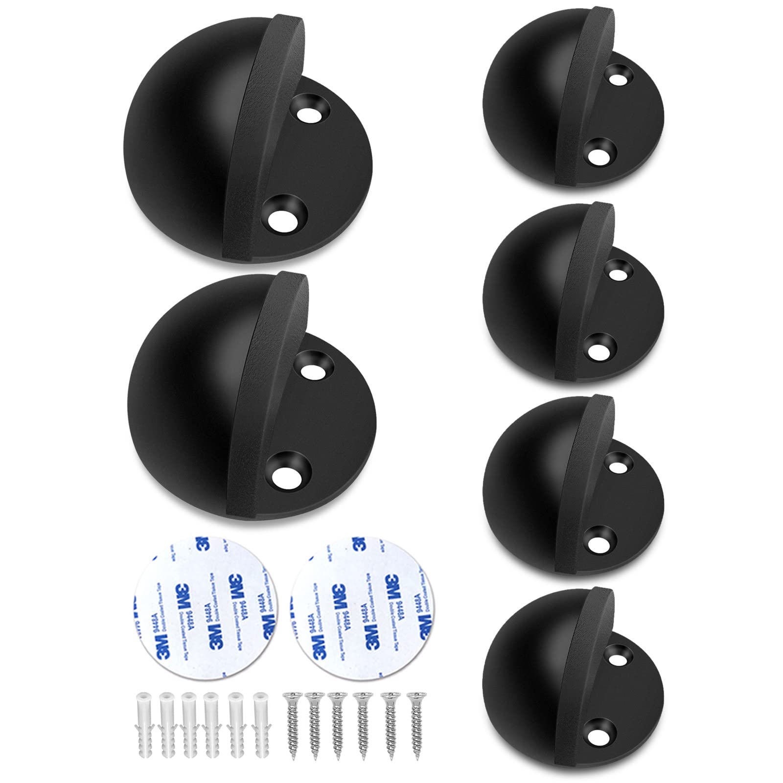 Door Stoppers, Floor Door Stop Modern Black Door Stopper Rubber Bumper Sound Dampening Adhesive Door Stops No Drilling Doorstops