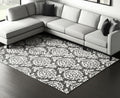 8' X 10' Gray Ivory And Black Floral Hand Tufted Area Rug