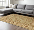 8' X 10' Tan Brown And Green Oriental Hand Tufted Area Rug