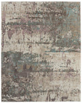8' X 10' Ivory Blue And Purple Abstract Distressed Area Rug