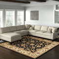 8' X 10' Black Gold And Tan Oriental Hand Tufted Area Rug