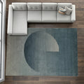 8' X 10' Blue And White Geometric Hand Tufted Area Rug