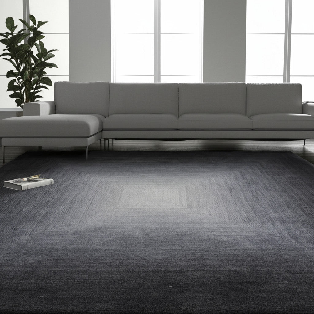 8' X 10' Black White And Gray Abstract Hand Tufted Area Rug