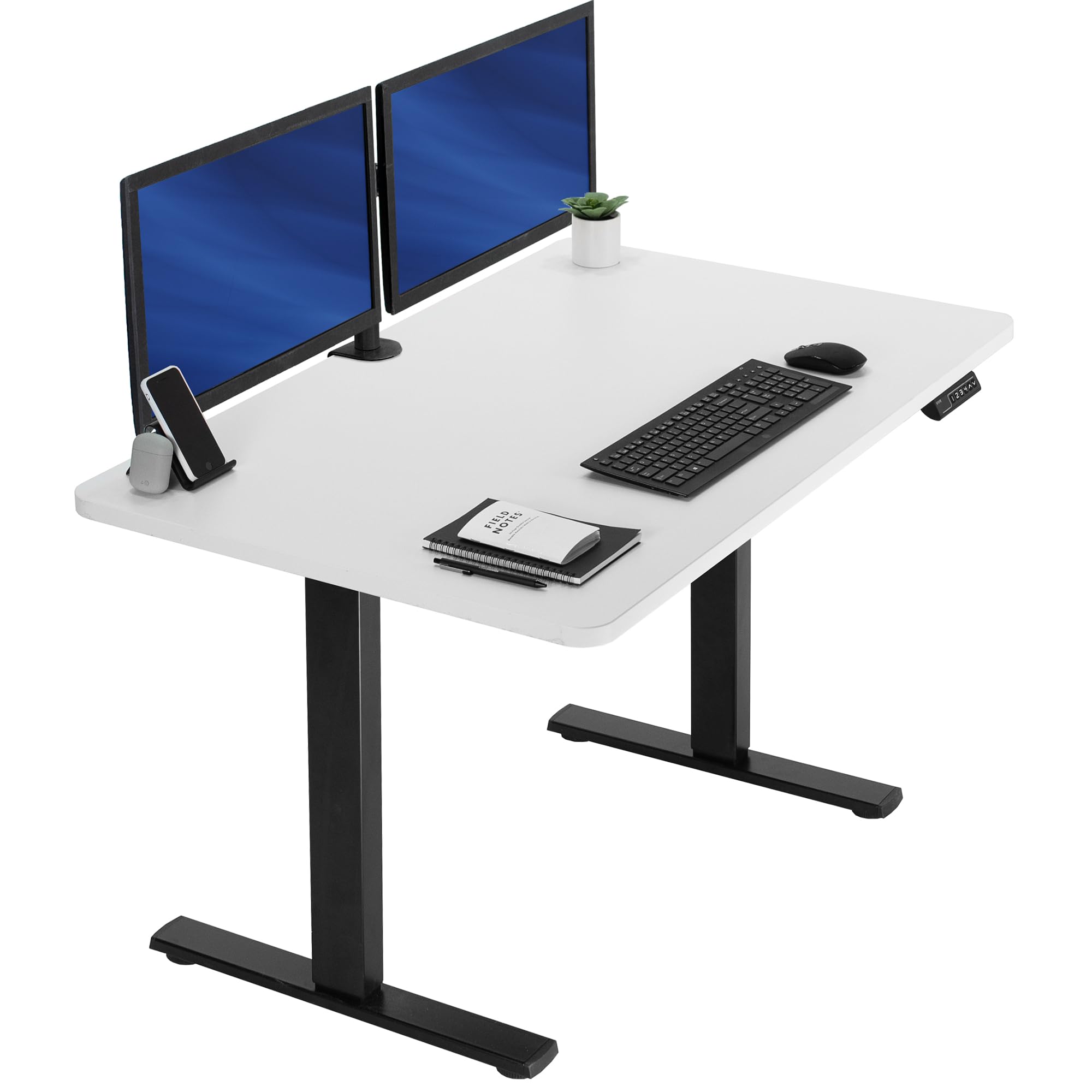 VIVO Electric 43 x 24 in Standing Desk, Memory Height Adjustment, 1B Series, Holds 220 lbs, One-Piece White Top, Black Frame, DE