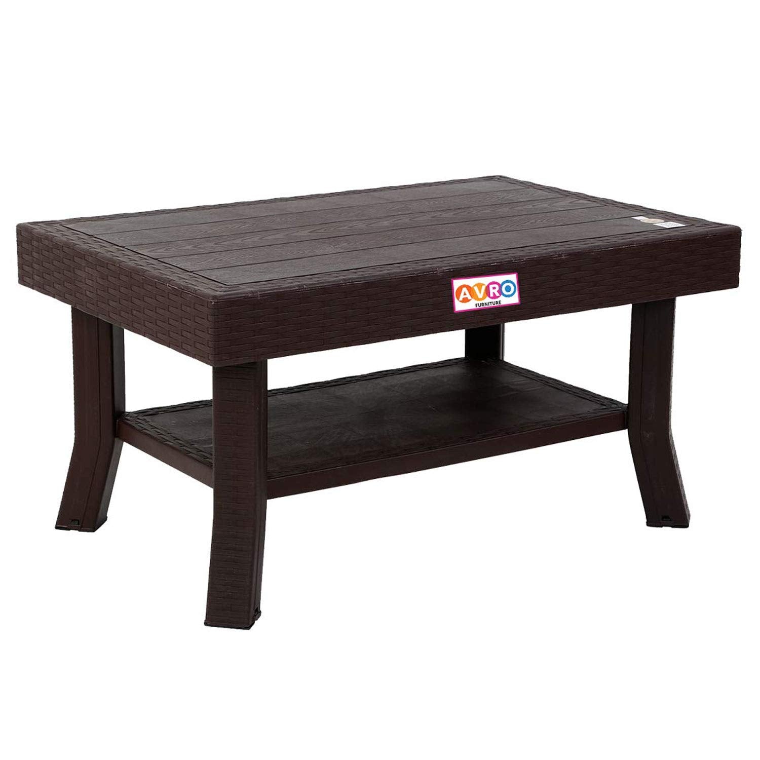 Avro Furniture Viva Double Top Centre Table | | Wooden Texture On Top | MultiUse Shelf | Tested With 200 Kg Weight | AntiSkid 