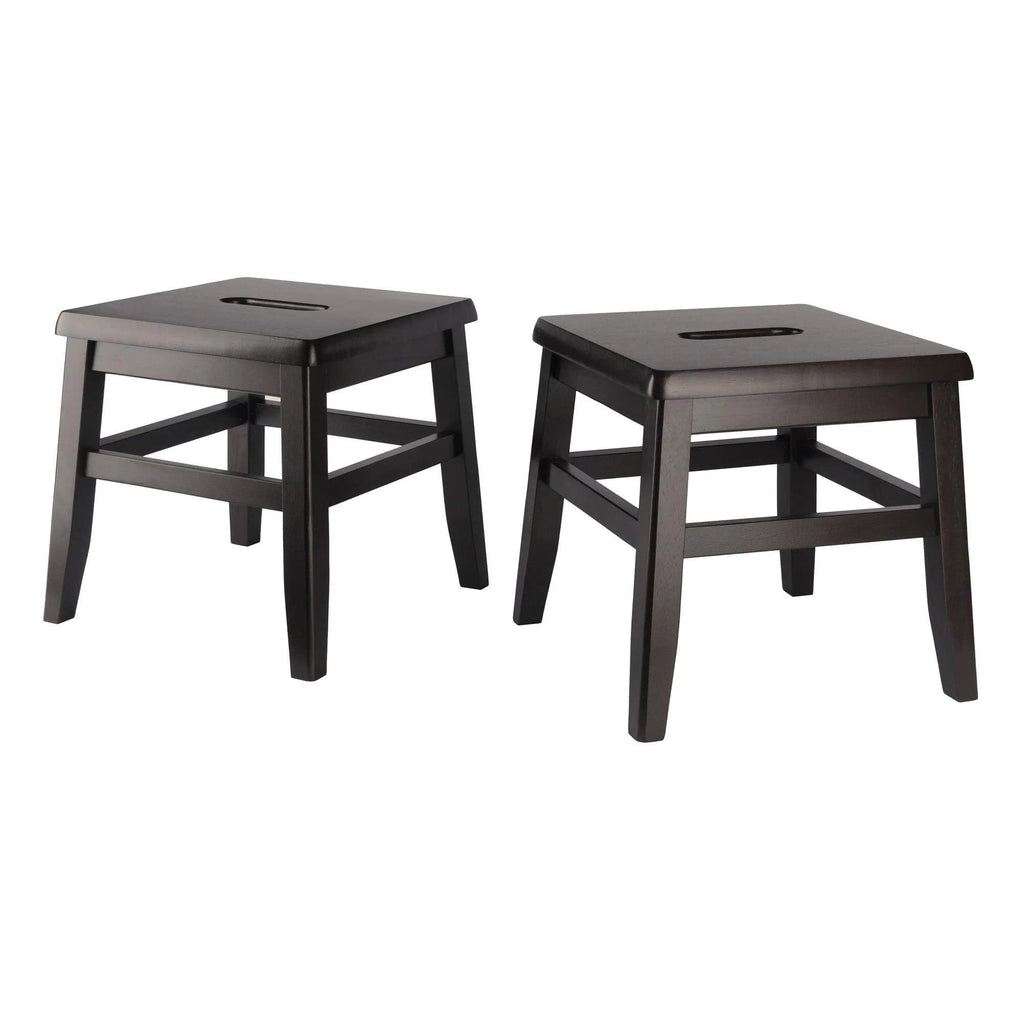 Winsome Kaya 2-Piece Conductor Stool Set, 12H in, Solid Wood, Coffee Finish