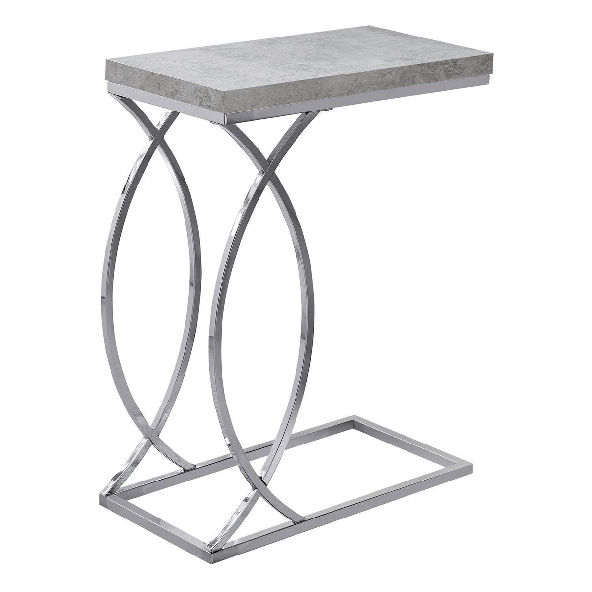 Monarch Specialties Accent Table C-Shaped End Side Snack Living Room Bedroom Metal Grey