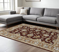 8' X 10' Red Tan And Ivory Oriental Hand Tufted Area Rug