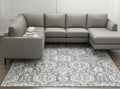 8' X 10' Gray And White Geometric Hand Tufted Area Rug