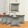 Im Fab Polka Emboridery Velvet Fabric Decorative Throw Cushion Cover 16X16 Set Of 5 (Mouse)