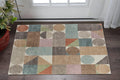 2' X 3' Ivory Brown And Blue Checkered Area Rug