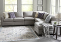8' X 10' Gray Blue And Taupe Floral Distressed Area Rug