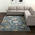 12' X 15' Blue Ivory And Pink Abstract Distressed Area Rug