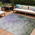 10 X 14 Lavender Olive Green And Silver Abstract Washable Indoor Outdoor Area Rug