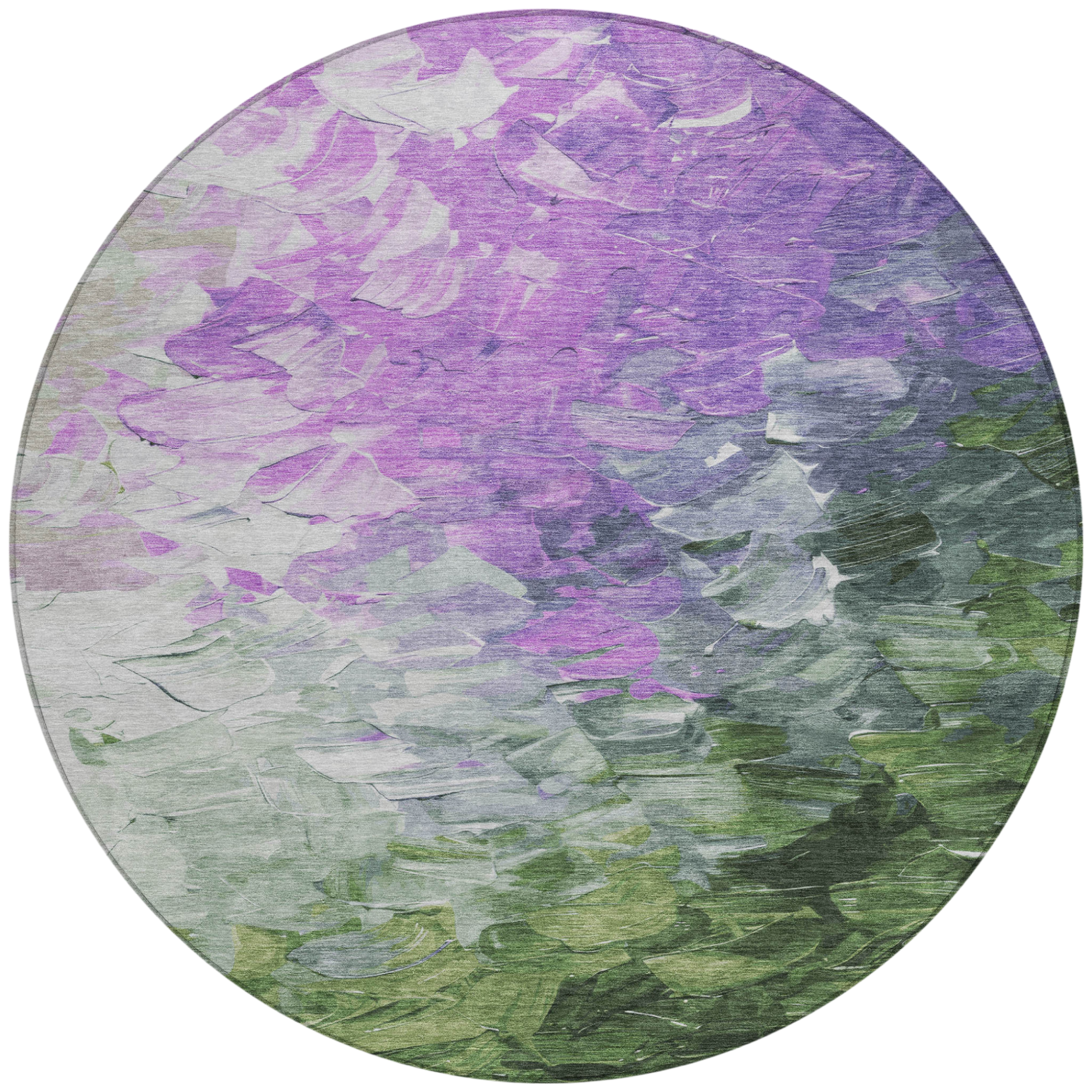 5 X 8 Purple Olive Green And Silver Abstract Washable Indoor Outdoor Area Rug