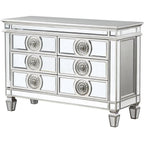 Acme Varian 6-Drawer Wooden Server in Mirrored and Antique Platinum