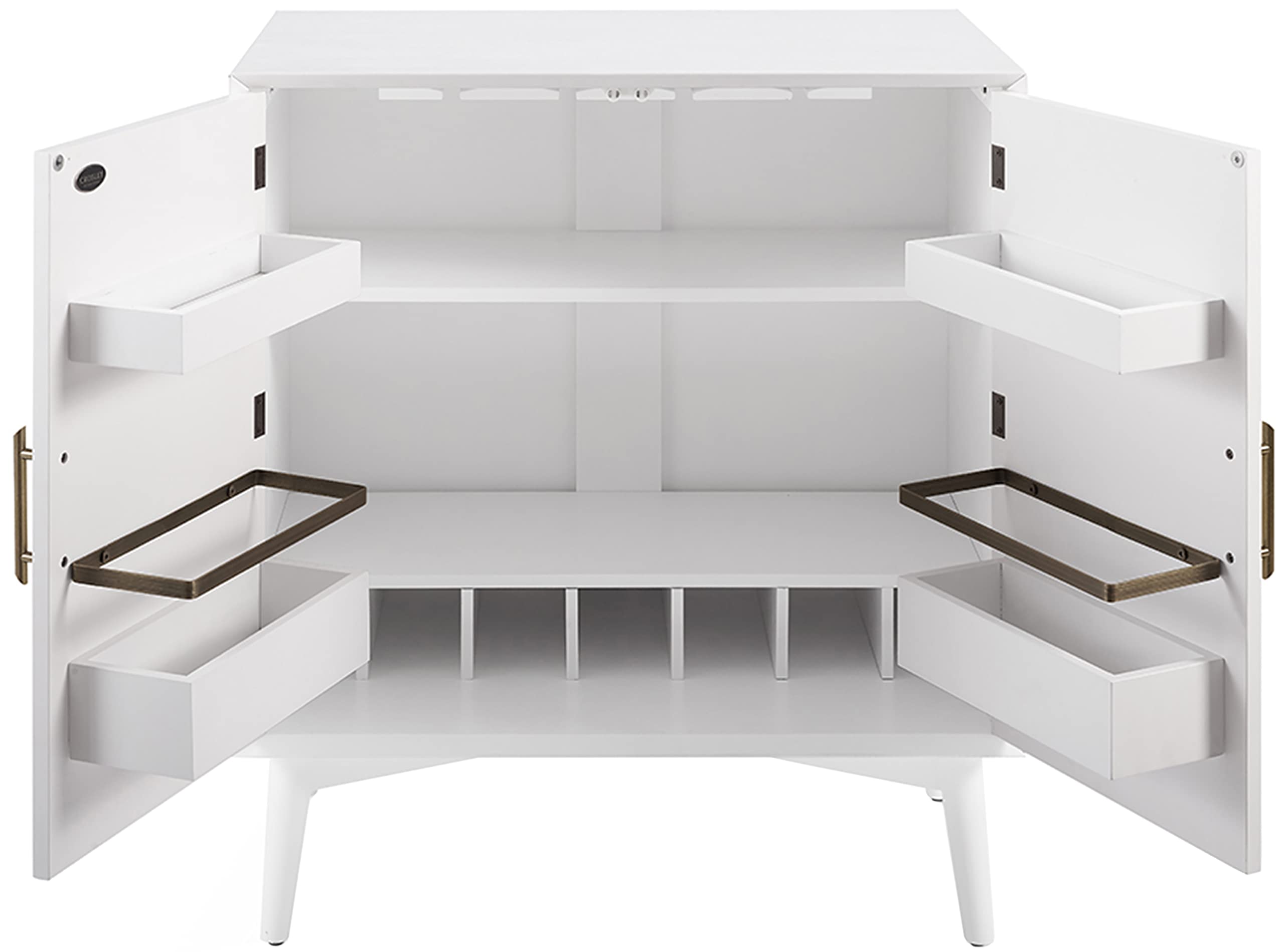 Crosley Furniture Landon Bar Cabinet With Storage Shelves And Wine Rack, White