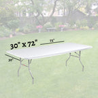 Kwik-Covers 6' Rectangular Plastic Table Covers Bundle Of 5 With Seventy (70) Ohm Commerce Paper Napkins - Indoor Or Outdoor Fitted Table Covers (Table Not Included) (30' X 72' White)
