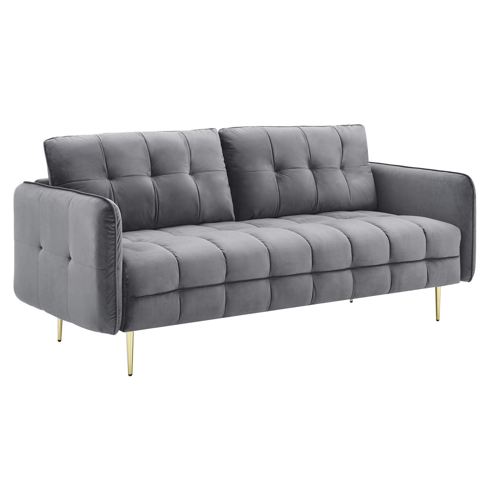 Modway Cameron Tufted Performance Velvet Sofa In Gray