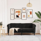 vidaXL Black Velvet 2-Seater Upholstered Loveseat - Modern Couch for Office/Living Room, Comfortable Padded Seating with Stable Wooden Legs