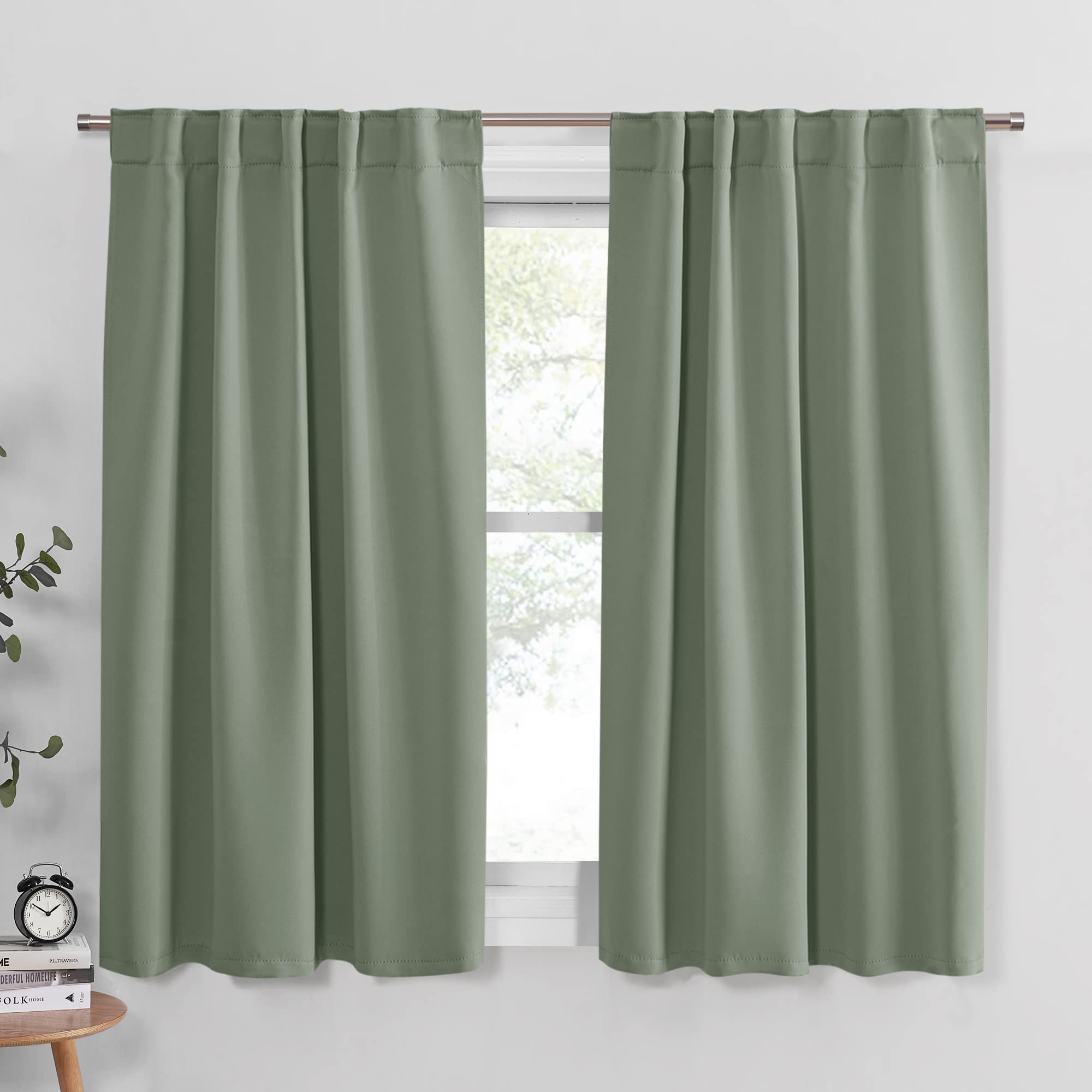 PONY DANCE Bedroom Blackout Curtains - Small Window Treatment Set Energy Saving Thermal Insulated Drapes for Nursery/Kitchen, 42