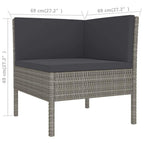 vidaXL Patio Lounge Set-9 Piece Outdoor Furniture Set with Cushions-Weather Resistant Poly Rattan-Durable Steel Frame-Modern Gray Finish