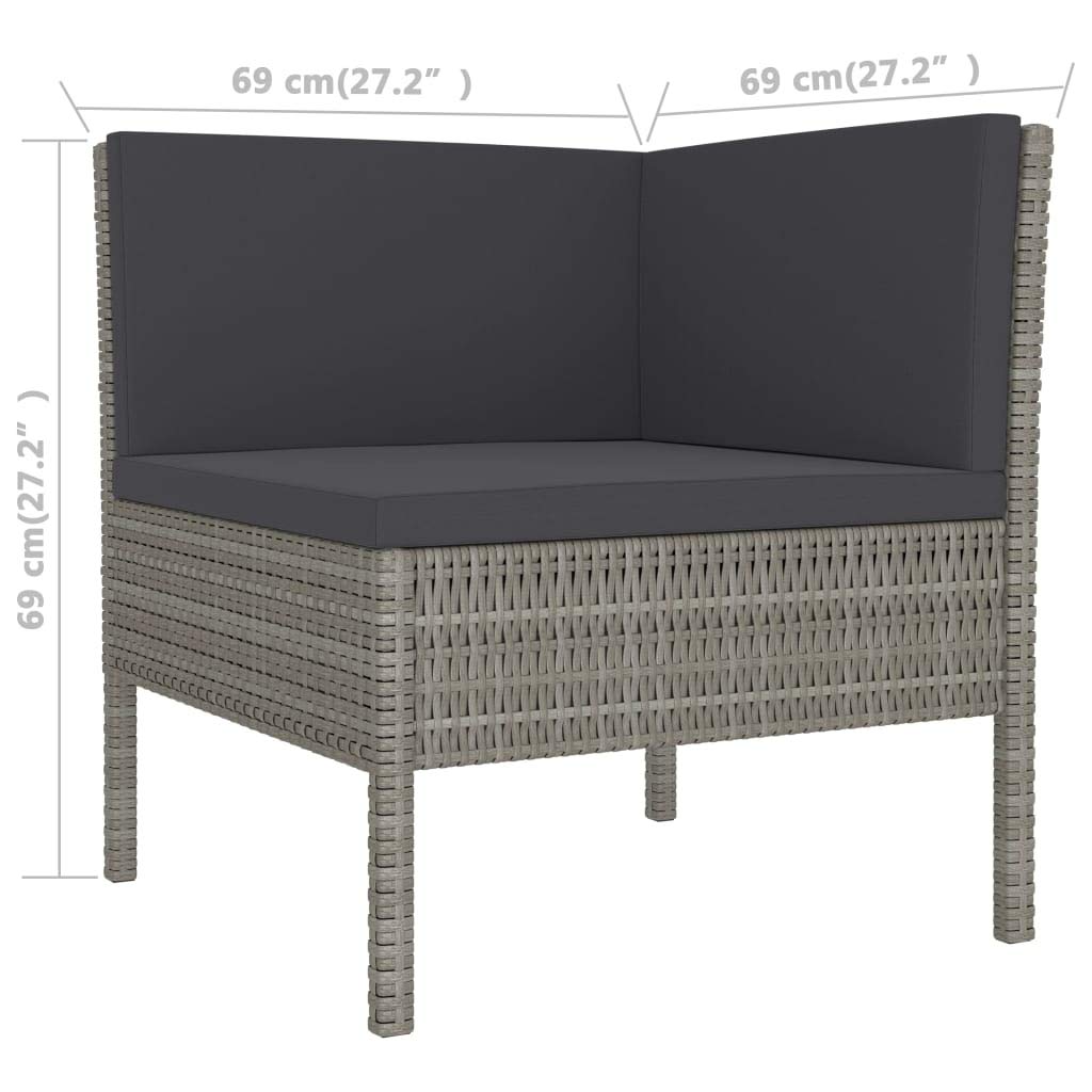 vidaXL Patio Lounge Set-9 Piece Outdoor Furniture Set with Cushions-Weather Resistant Poly Rattan-Durable Steel Frame-Modern Gray Finish