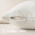 Miulee Set Of 2 Decorative Couch Pillow Covers 20X20 Inch White Neutral Throw Pillows Textured Boucle Accent Solid Cushion Pillowcase Spring Cozy Soft Chair Sofa Bedroom Livingroom Home Decor