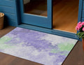 3 X 5 Lavender Mint Green And Ivory Abstract Washable Indoor Outdoor Area Rug