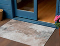3 X 5 Brown Ivory And Gray Abstract Washable Indoor Outdoor Area Rug