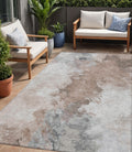 5 X 8 Brown Ivory And Gray Abstract Washable Indoor Outdoor Area Rug