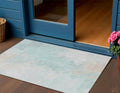 3 X 5 Pale Aqua Beige And Ivory Abstract Washable Indoor Outdoor Area Rug