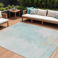 8 X 10 Pale Aqua Beige And Ivory Abstract Washable Indoor Outdoor Area Rug