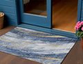 3 X 5 Blue Gold And Ivory Abstract Washable Indoor Outdoor Area Rug