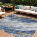 9 X 12 Blue Gold And Ivory Abstract Washable Indoor Outdoor Area Rug