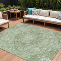 9 X 12 Artichoke Green And Ivory Medallion Washable Indoor Outdoor Area Rug