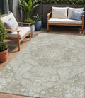 5 X 8 Taupe And Ivory Medallion Washable Indoor Outdoor Area Rug