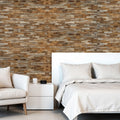 Brown 3D Embossed Abstract Brushed Teak Reclaimed Wood Decorative Wall Panels