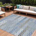 8 X 10 Denim Blue Gray And Ivory Floral Washable Indoor Outdoor Area Rug