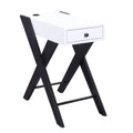 Benjara Wooden Frame Side Table With X Shaped Legs And 1 Drawer, White And Black
