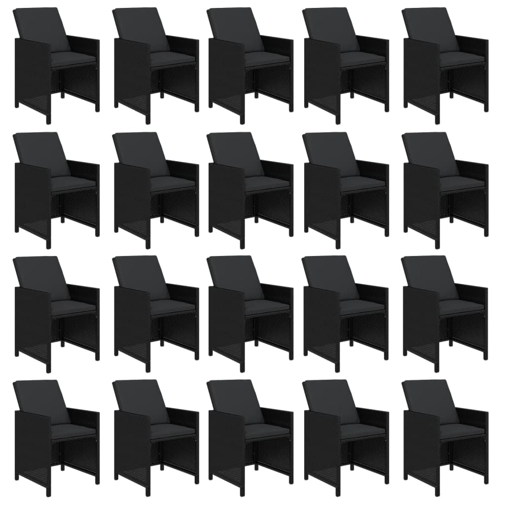 vidaXL Patio Dining Set 21 Piece with Cushions Garden Outdoor Terrace Balcony Table and Chair Seat Seating Furniture Black Poly Rattan