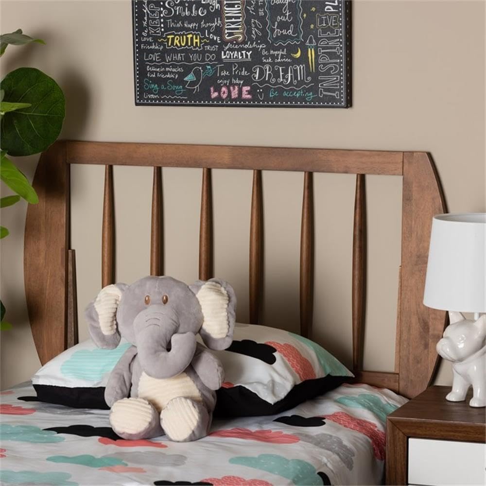 Baxton Studio Norman Modern and Contemporary Transitional Ash Walnut Finished Wood Twin Size Headboard