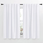 Nicetown Window Treatment Curtain Panels - (White Color) W52 X L63, 2 Pieces, Semi Blackout Window Treatment Drape Panel For Kids Bedroom