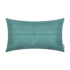 BRAWARM Teal Leather Throw Pillow 12 X 20 Inches, Faux Leather Pillow Cover with Piping, Hand Stitched Leather Decorative Lumbar