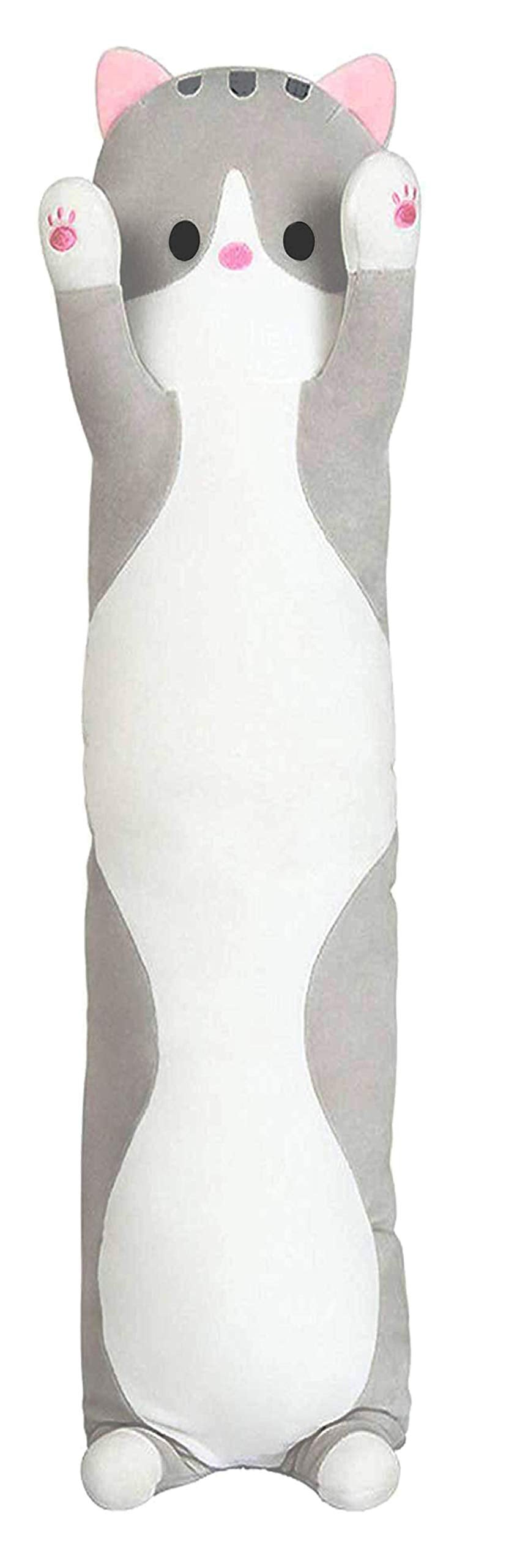 123Arts Cartoon Cat Soft Plush Long Throw Pillow Lifelike Animal Neck Pillow Plush Toy