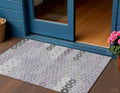 3 X 5 Lavender Gray And Ivory Floral Washable Indoor Outdoor Area Rug